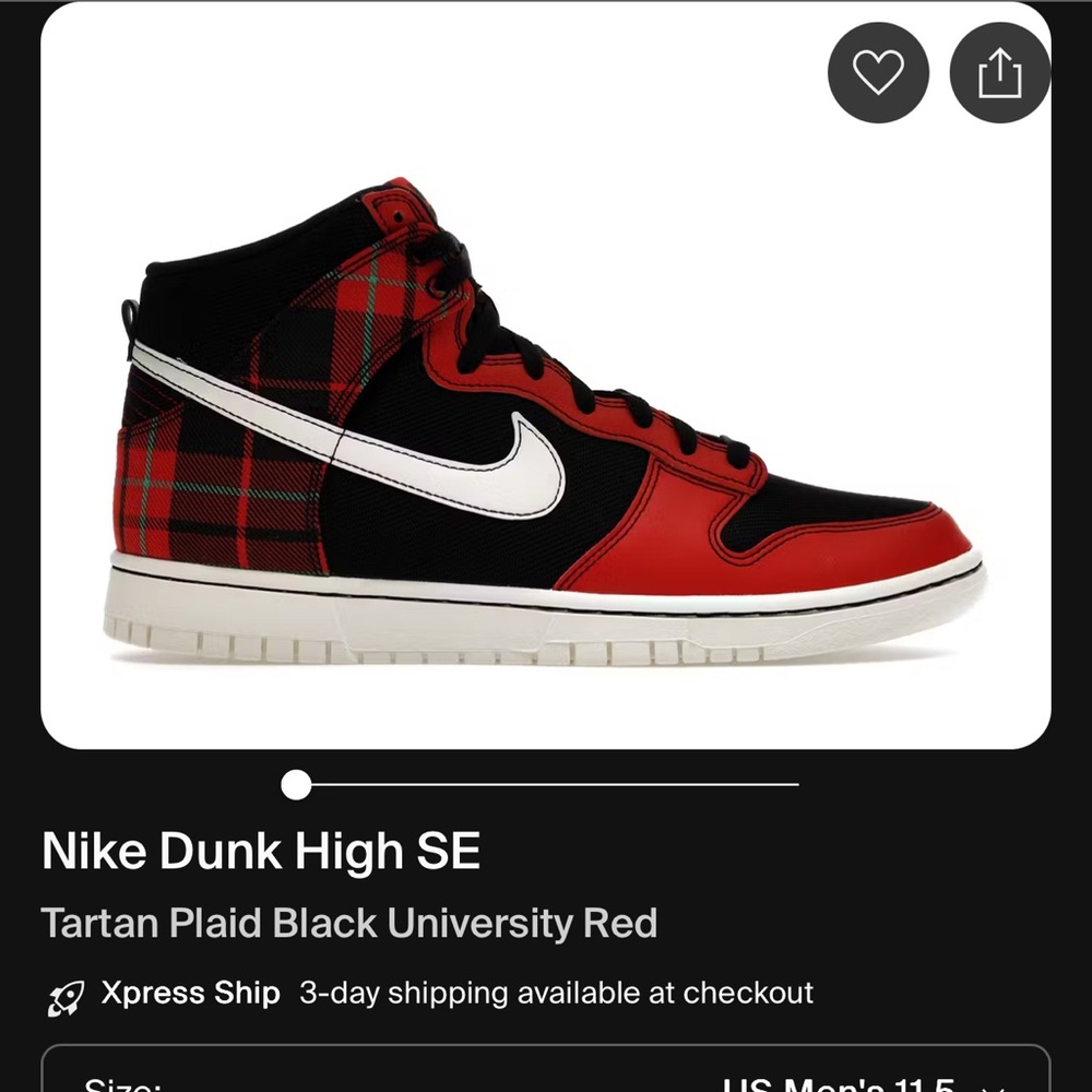 Nike Dunk High SE Black Red Plaid Sneakers